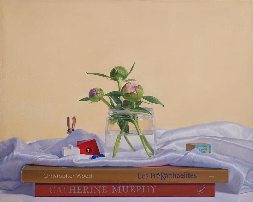 Still Life With Peony Buds 24"X30"