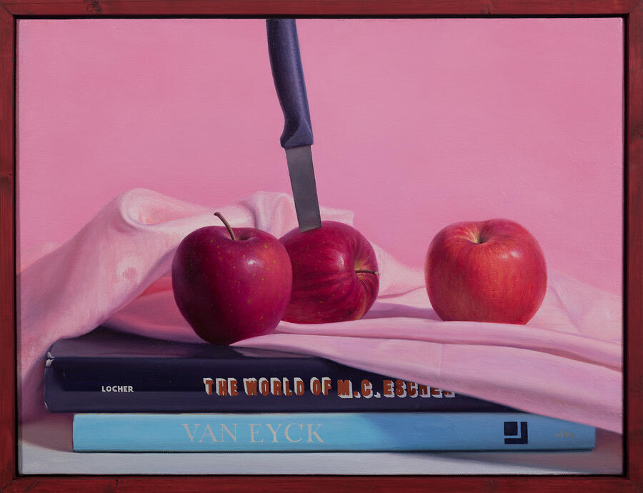 Still Life With Apples And Books 12"X16"